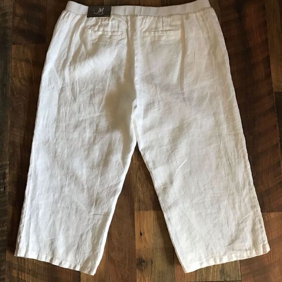 JM Collection off white lined Linen Capri pants SZ 16W straight leg New w/tags - Picture 2 of 5